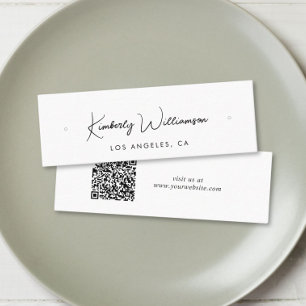 Chic Script QR Code Stud Hoop Earring Display Card