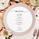 Chic Script Round Wedding Menu Card For Plate<br><div class="desc">A simple chic calligraphy wedding menu card. I do offer a free customisation service,  if you have any questions or special requests,  please feel free to contact me.</div>