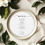 Chic Script Round Wedding Menu Card For Plate<br><div class="desc">A simple chic calligraphy wedding menu card. I do offer a free customisation service,  if you have any questions or special requests,  please feel free to contact me.</div>