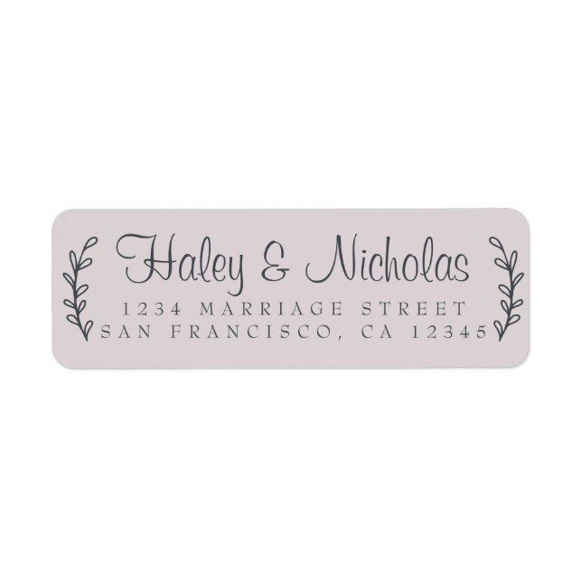 Chic Script Rustic Foliage Wedding Return Address  (Front)