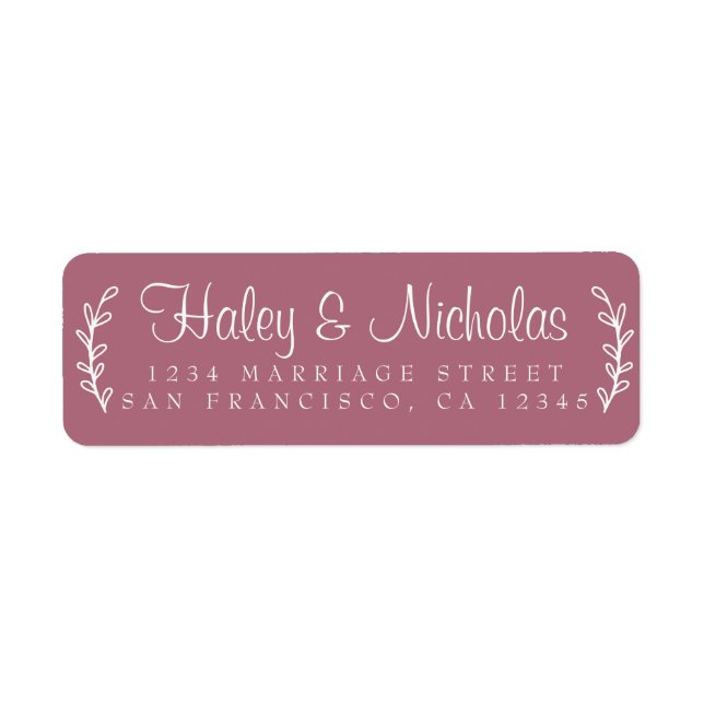 Chic Script Rustic Foliage Wedding Return Address  (Front)