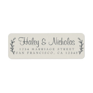 Chic Script Rustic Foliage Wedding Return Address 
