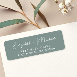 Chic Script Sage Green Wedding Return Address