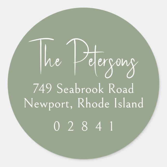 Chic Script Sage Return Address Label (Front)