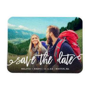 Chic  Script Save The Date Photo Magnet
