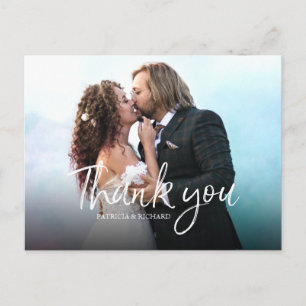 Chic Script Simple Elegant Wedding Thank You Photo Postcard
