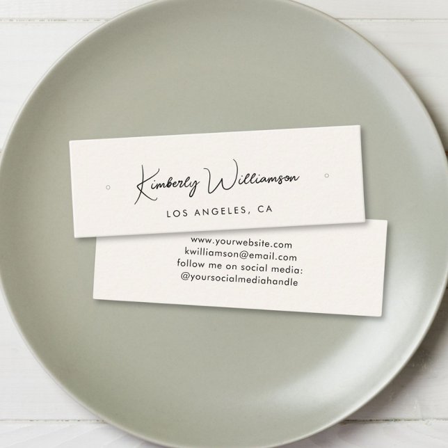 Chic Script Stud Hoop Earring Cream Display Card (Empower your name in our signature script as your logo and brand identity)