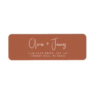Chic Script Terracotta Wedding Return Address