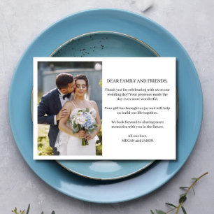 Chic Script Two Photo Wedding Thank You Card