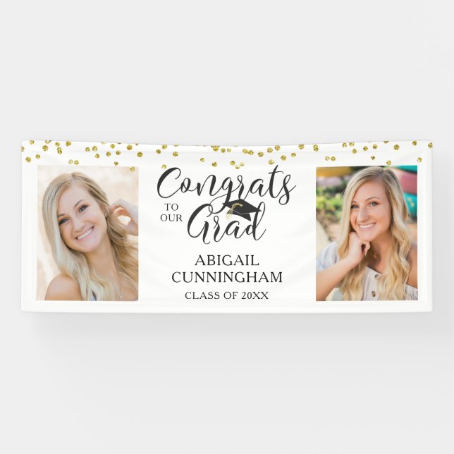 Chic Script Typography CONGRATS GRAD Photo Banner (Horizontal)