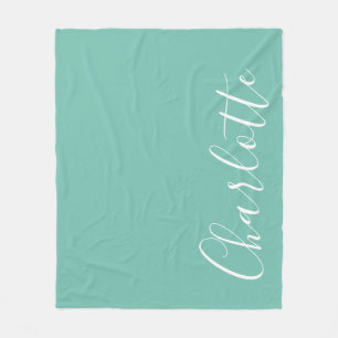 Chic Script Typography Personalised Modern Teal  Fleece Blanket