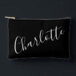 Chic Script Typography Personalised Name Black Accessory Pouch<br><div class="desc">Chic Script Typography Personalised Accessory Pouch in Black</div>