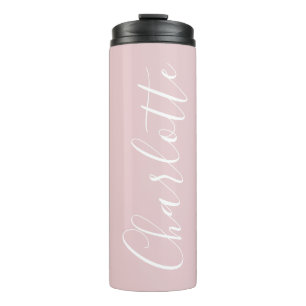 Chic Script Typography Personalized Girly Pink Thermal Tumbler