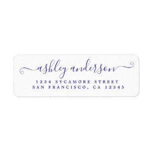 Chic Script Violet Ink Name Return Address Label