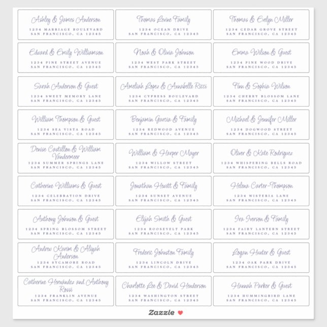 Chic Script Wedding Guest Address Labels (Sheet)
