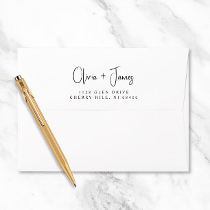 Chic Script Wedding Return Address Envelope
