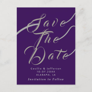 Chic Script Wedding Save the Date Announcement Postcard