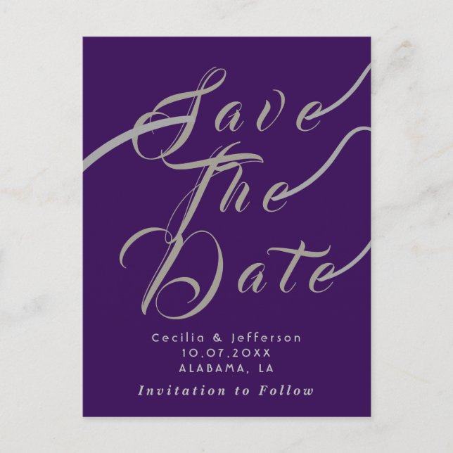 Chic Script Wedding Save the Date Announcement Postcard (Front)