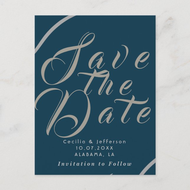 Chic Script Wedding Save the Date Announcement Postcard (Front)