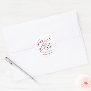 Chic Script Wedding Save The Date Classic Round Sticker