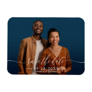 Chic Script Wedding Save The Date Photo Magnet