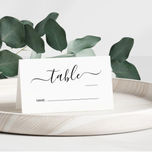 Chic Script Wedding Table Number Place Card