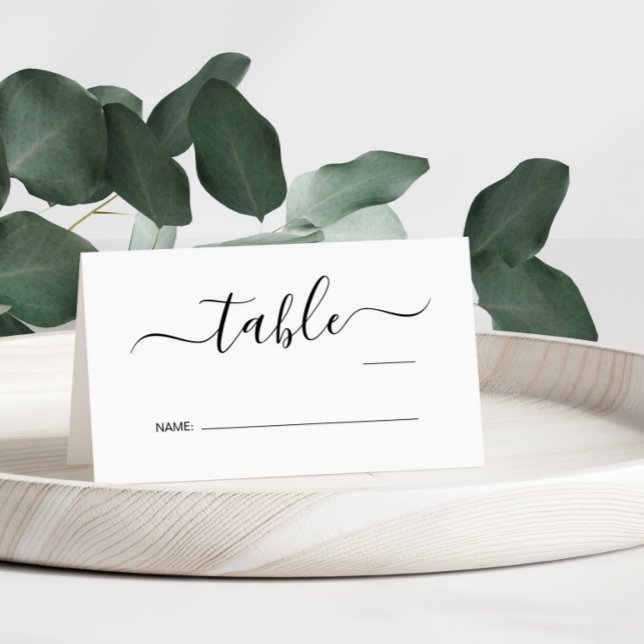 Chic Script Wedding Table Number Place Card (Creator Uploaded)