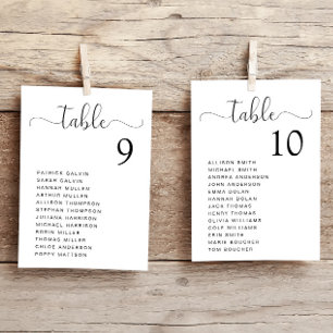 Chic Script Wedding Table Seating Chart Card