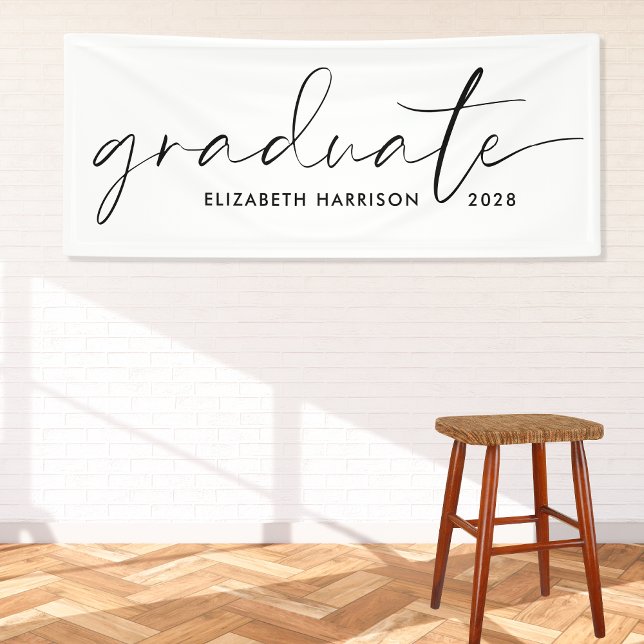 Chic Script White Graduation Banner (Creator Uploaded)