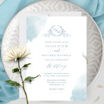Chic Sea Glass Watercolor Stains, Monogram Wedding Invitation<br><div class="desc">Delight your guests with this beautiful wedding invitation with soft delicate sea glass watercolor stains and exquisite hand drawn botanical monogram. Modern hand written calligraphy details. Ability to change "together with their parents" introduction to "together with their families", "together with great joy" or "together with great pleasure". Both front and...</div>