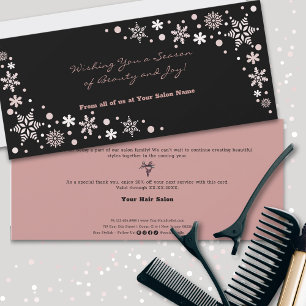 Chic Season of Beauty and Joy Black Pink Flat Card