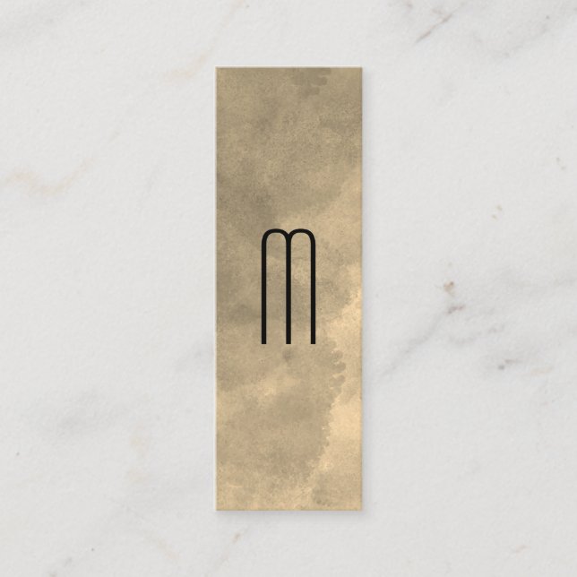 Chic Sepia Watercolor Monogram Mini Business Card (Front)