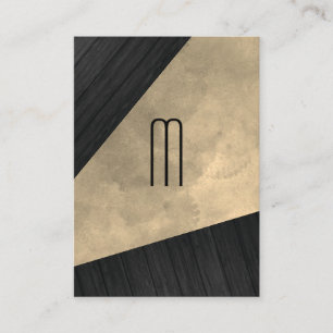 Chic Sepia Watercolor Wood Monogram Business Card