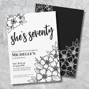 Chic Seventy Black White 70th Birthday Party Invitation