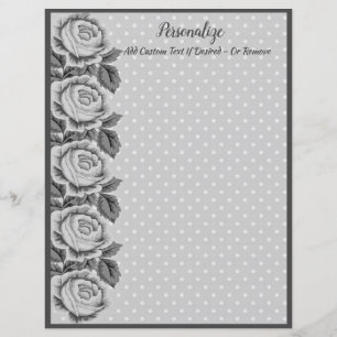 Chic & Shabby Grey & White Polka Dots Roses Border