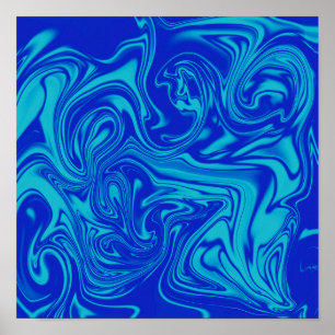Chic Shades Of Blue Liquid Art Abstract Poster