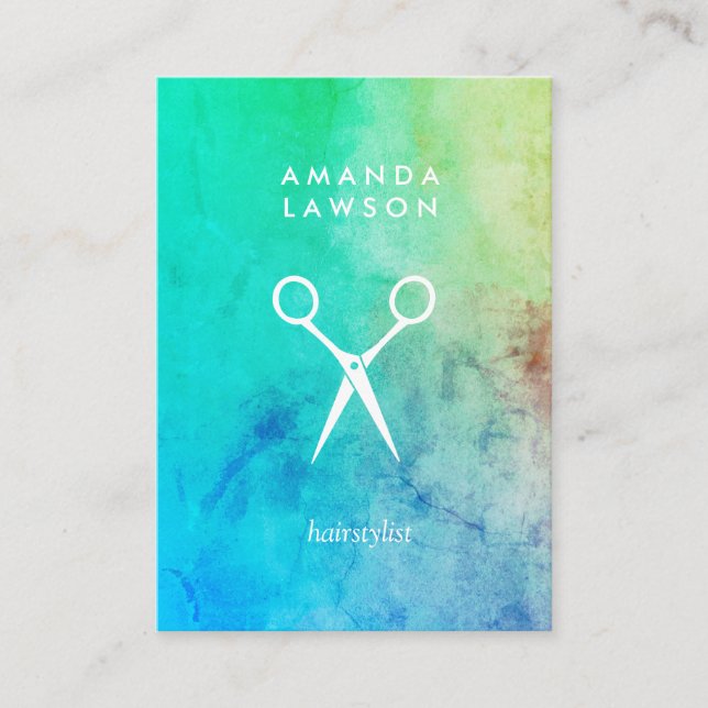 Chic Shears Bold Watercolor (appointment) Appointment Card (Front)