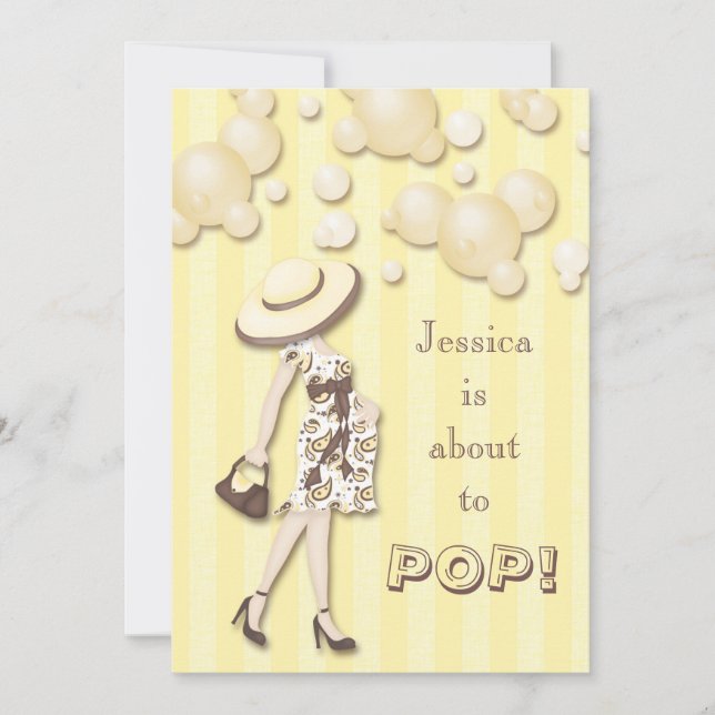 Chic She's About to Pop Neutral Baby Shower Invitation (Front)