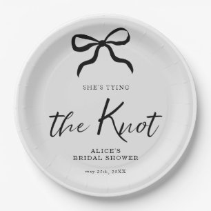 Chic She's Tying the Knot Black Bow Bridal Shower Paper Plate
