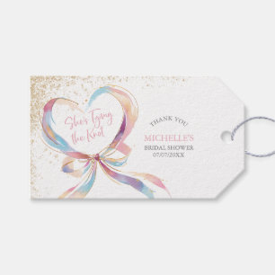 Chic She's Tying The Knot Pink Bow Bridal Shower  Gift Tags