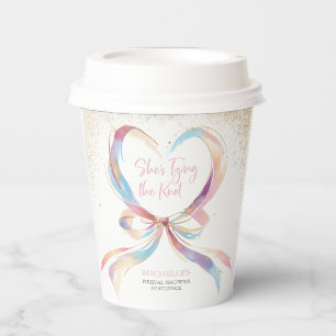 Chic She's Tying The Knot Pink Bow Bridal Shower  Paper Cups