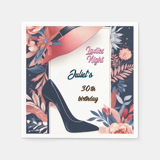 Chic Shoe Stylish Adult Ladies Night 30th Birthday Napkin (Front)
