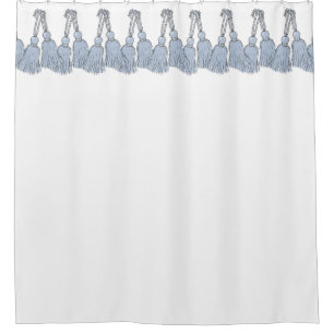 CHIC SHOWER CURTAIN_PANTONE SERENITY BLUE TASSELS CURTAIN