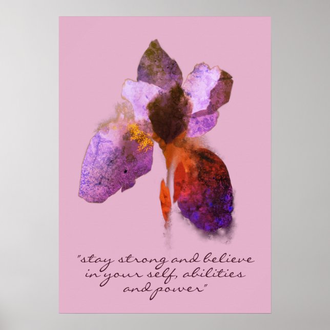 Chic Siberian Iris Flower Typography Inspiration Poster (Front)