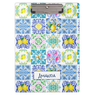 Chic Sicilian azulejo Amalfi Mediterranean tiles Clipboard