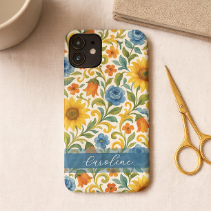 Chic Sicilian Colourful Leaves Floral Art Pattern iPhone 16 Pro Max Case