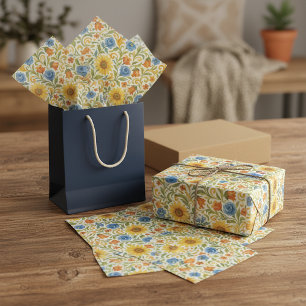 Chic Sicilian Colourful Leaves Floral Art Pattern Tissue Paper