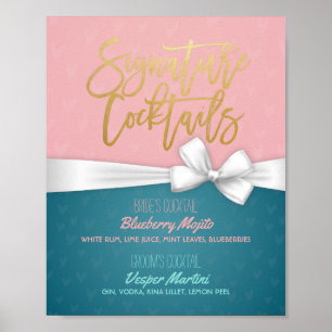 Chic Signature Cocktail Drink Menu Wedding Decor