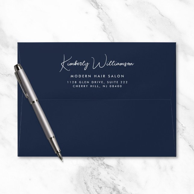 Chic Signature Script Business Blue Return Address Envelope (Chic Signature Script Business Blue Return Address Envelope)