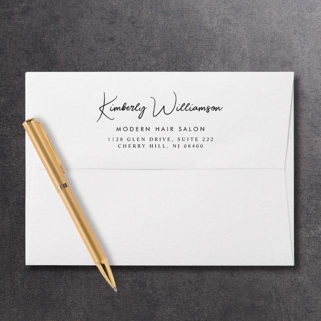 Chic Signature Script Business Return Address Envelope (Empower your name in our signature script as your logo and brand identity)